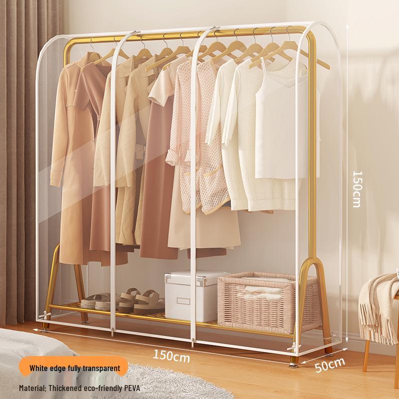 Floor-Standing Transparent Clothes Dust Cover: Waterproof, Dustproof Overcoat Storage and Drying Rack