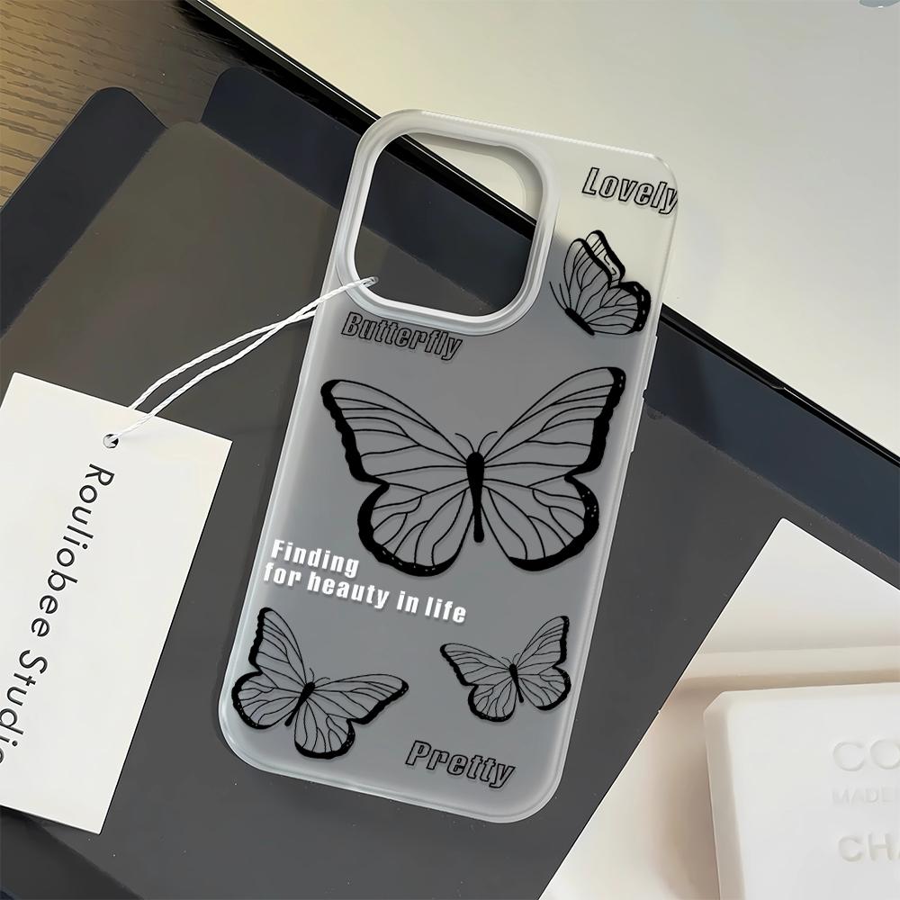 Black butterfly Clear Case for IPhone 16 15 14 13 12 11 Pro Max X XS Max XR 7 8 Plus Case Cover 16E