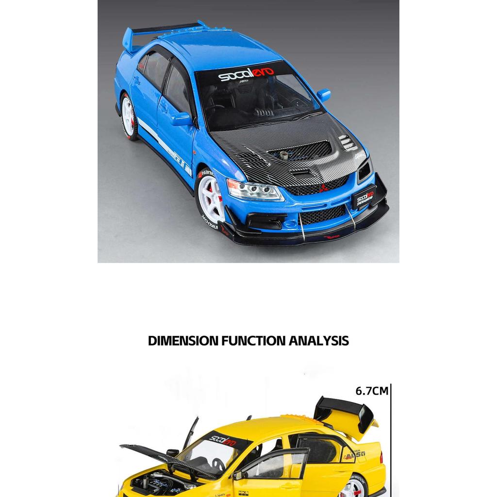 1/24 Mitsubishi Lancer Evolution IX EVO Modified Car Alloy Car Model Sound and Light Children's Toy Collectibles Birthday Gift