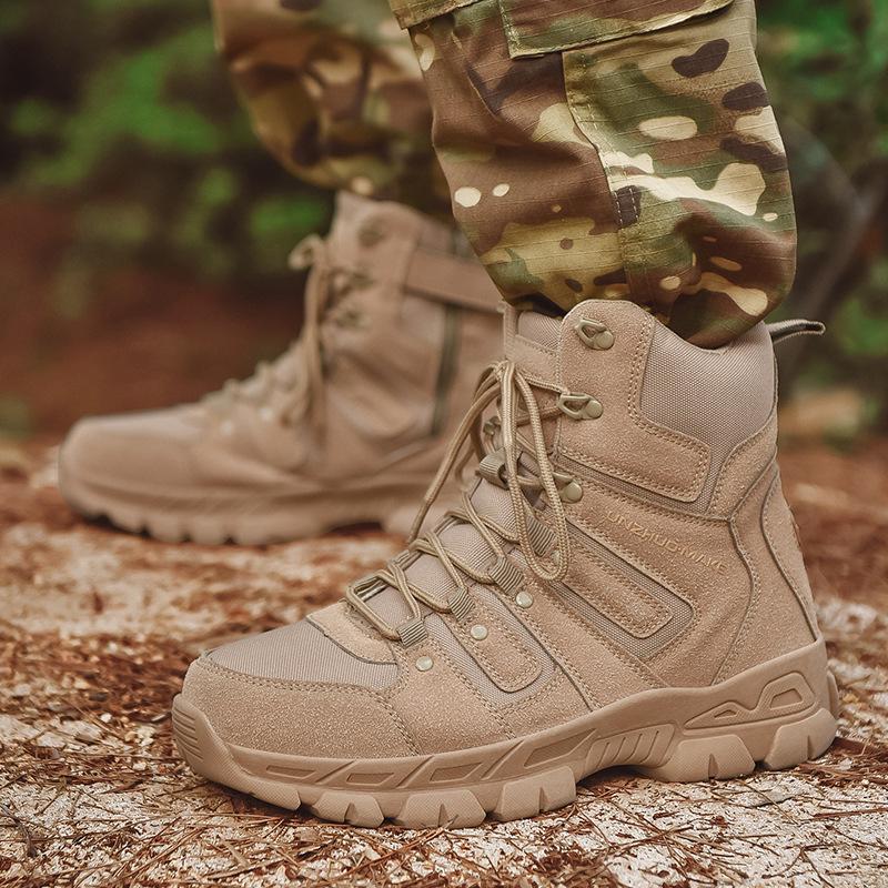 Men's Breathable Mid-Top Tactical Hiking Boots - Wear-Resistant, Large Size Military Duty Footwear