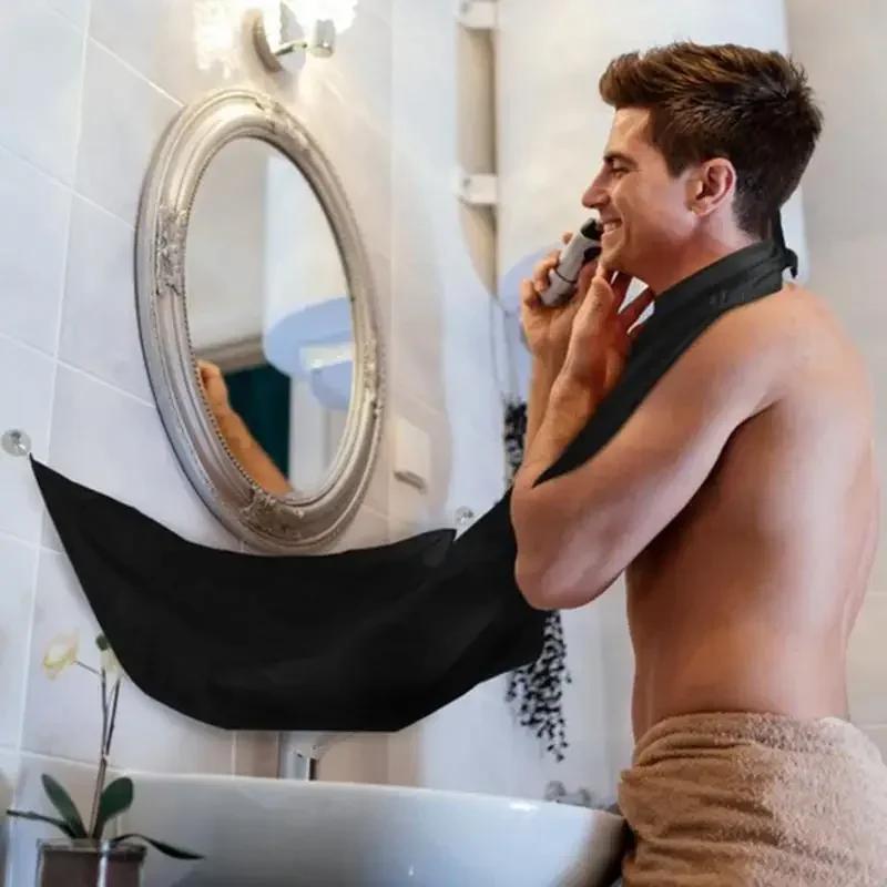 1pc Men Beards Shaving Aprons Creative Wall Mirror Suction Haircut Wrap Cape Home Salon Moustache Beard Shaving Apron