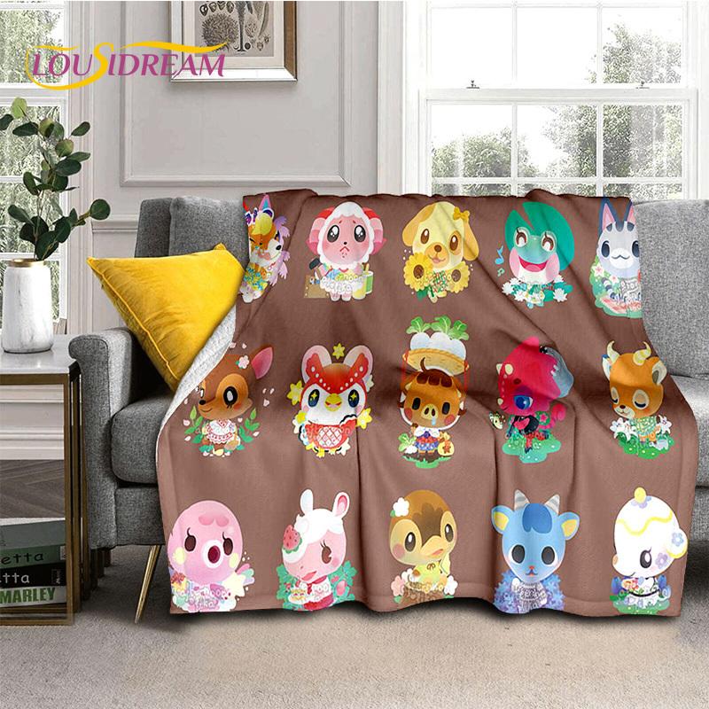 Cute Animal Crossing New Horizons Cartoon Soft Blankets,Throw Blanket Comfortable Blanket for Picnic Beds Sofa Home Bedroom Kids