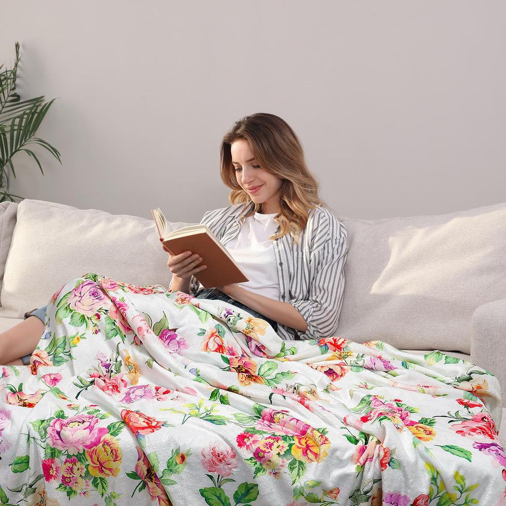 Flower Blanket Watercolor Vintage Color Peony Blanket Flannel Blanket Soft Comfort Blanket Suitable For Sofa Blanket