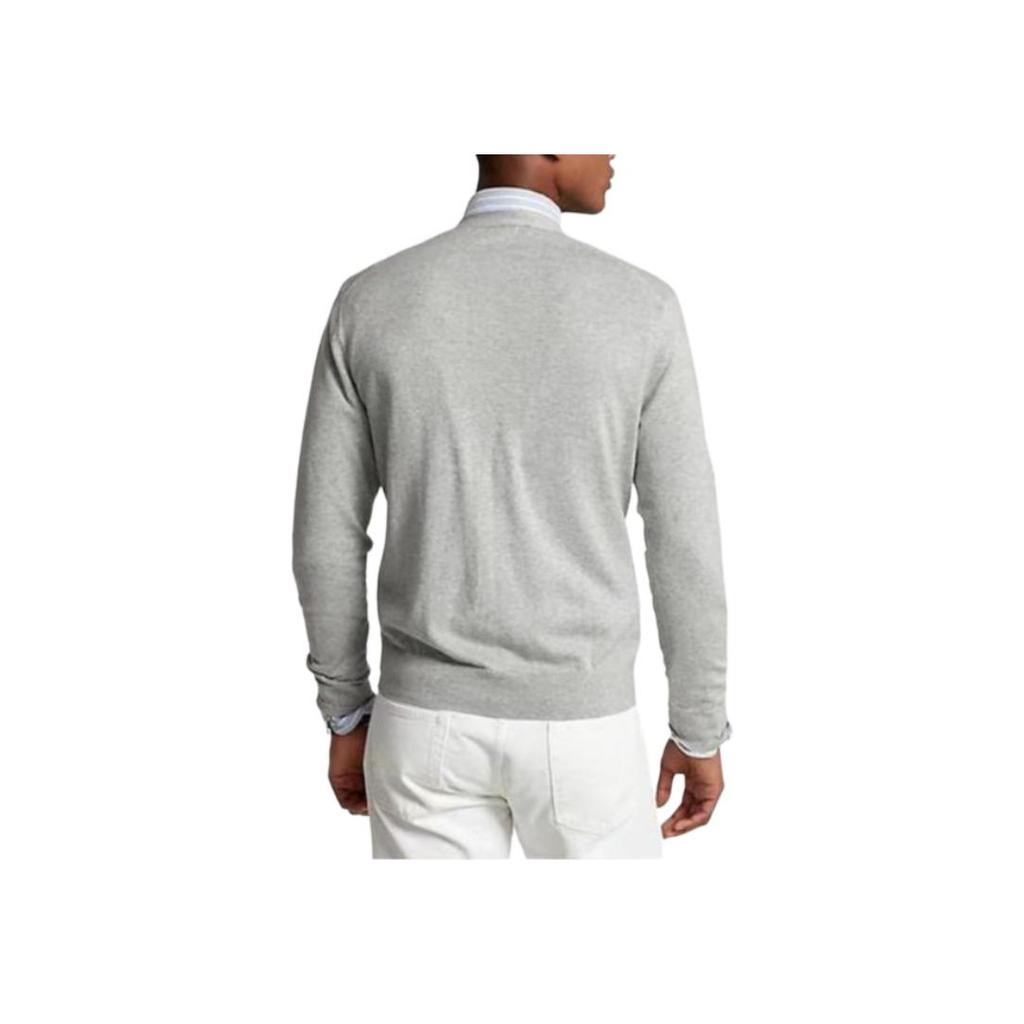 Polo Ralph Lauren Logo V-Neck Single-Breasted Long Sleeve Knit Sweater Men Sweater Gray MNPOSWE16821364-020