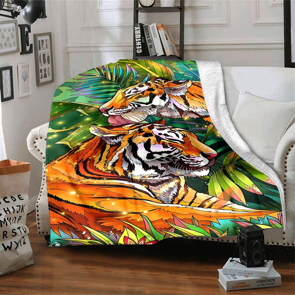 1PC Tiger Print Blanket, Throw For Sofa, Bed, Travel, Printing Blanket With Soft And Warm Fabric yy250918133