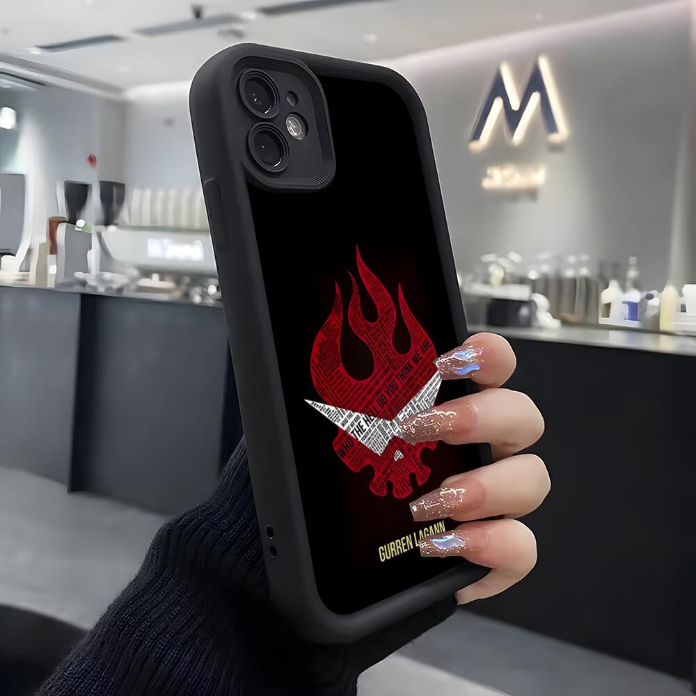 Anime Gurren Lagann Phone Case For IPhone Air 17 Pro Max 16 E 15 14 Pro Max 13 12 11 Mini Plus Soft Silicone Black Cover