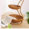 Imitation Rattan Weaving Fruit Basket 2/3 Layers Decorative Standing Tray  Home Kitchen
