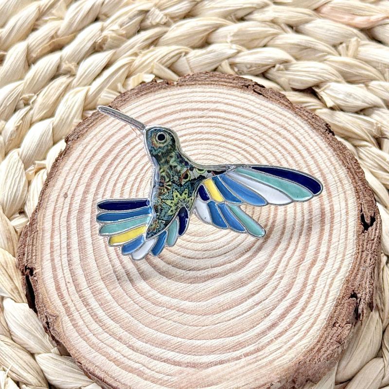 Enamel Hummingbird Brooch For Men And Women Fashion Luxury Metal Pins Decoration Jewelry Accessories 1pc
