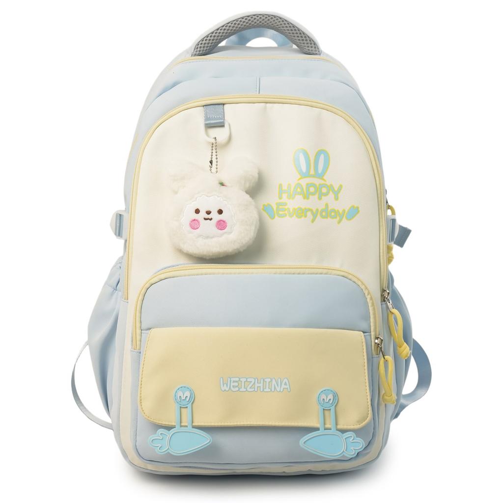 Schoolbag contrasting color small fresh backpack boys and girls large capacity load reduction ridge backpack primary school bag shoulder bag book bag