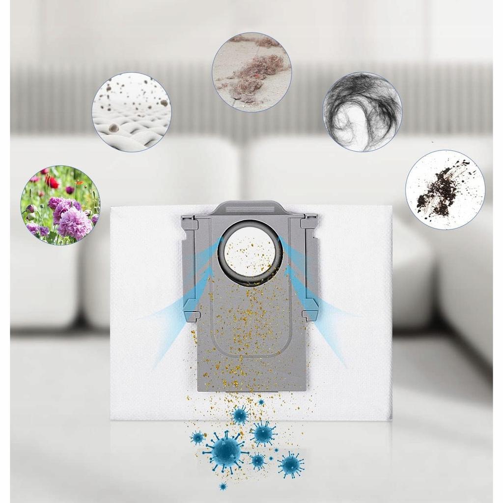 Rosfix Worki Filtrujące do Odkurzacza – Kompatybilne z Xiaomi Roborock S7/S8/Q5/Q7/Q8 | 1,8L | 4-warstwowe | Zestaw 12 sztuk