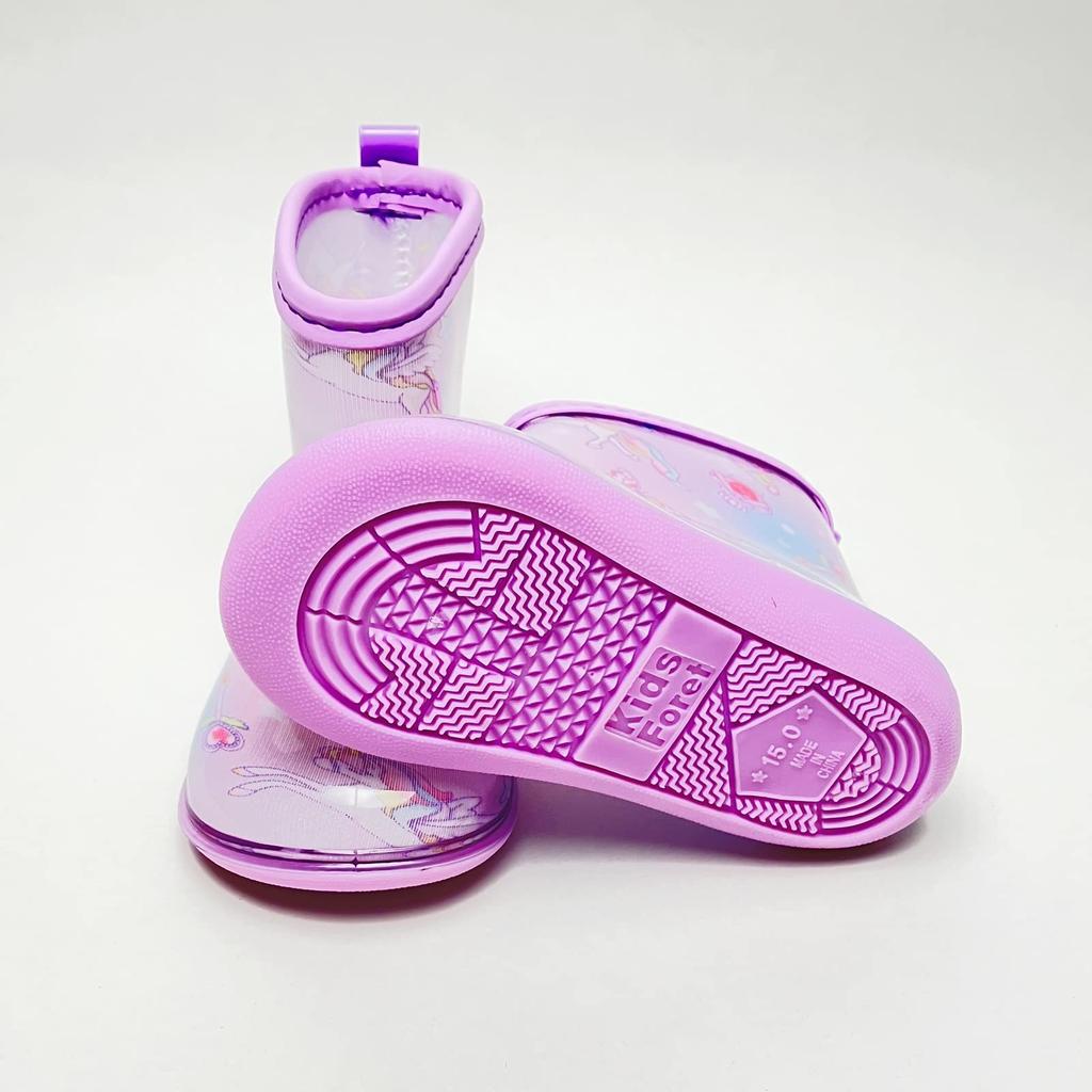 Kids Foret Rain Boots, Kids' and Baby Girls' Lightweight Rain Boots, Unicorn, Cherry, and Strawberry Designs (KF81820, Size RA, 16cm)