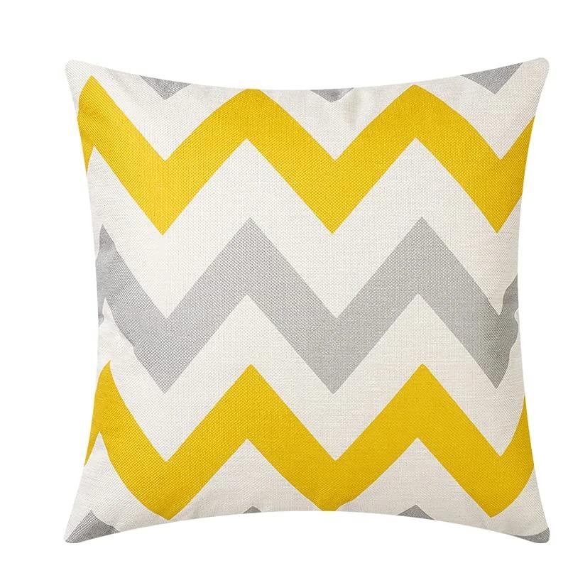 Yellow  Gray Geometric  Floral Pillow Covers Pattern Cushion Cover Suitable For Sofa Bedroom Car Pillow Cover