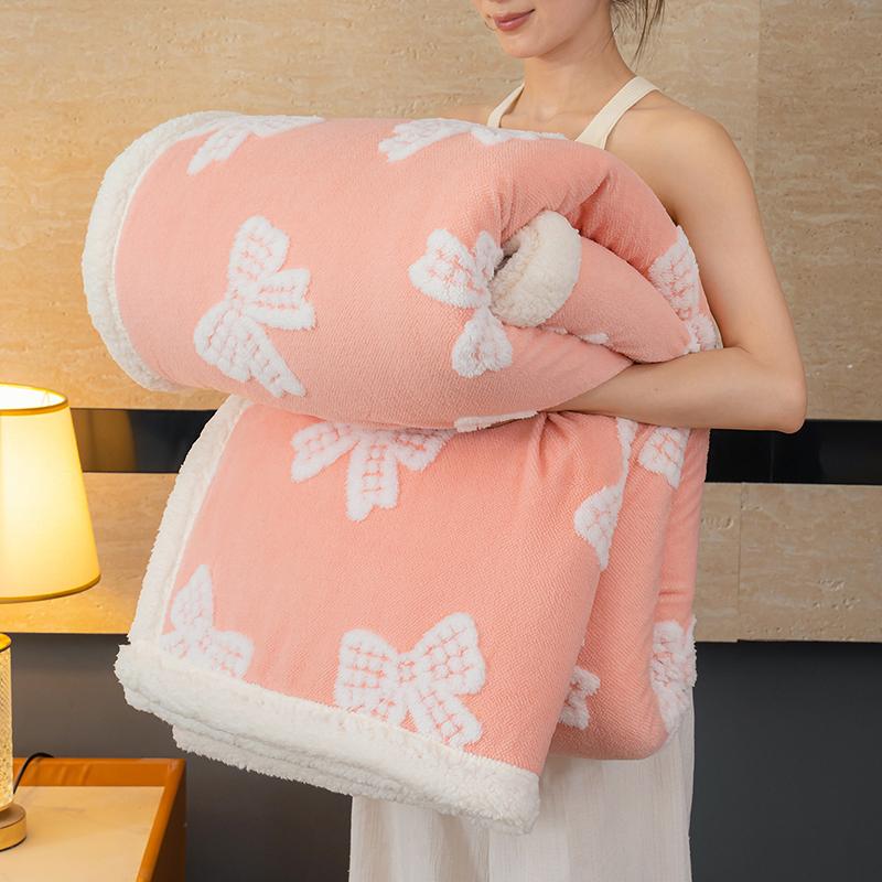 Autumn Winter Thickened Jacquard Blanket Keep Warm Comfortable Sofa Blanket High Quality Plush Warmth Artificial Lambswool Duvet