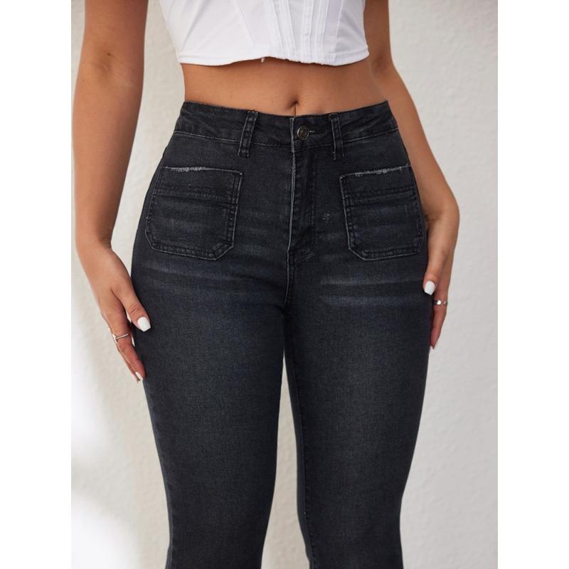 Schlanke Micro-Jeans für Damen im Frühling und Sommer, hohe Taille, hüfthebende Hufeisenhose
