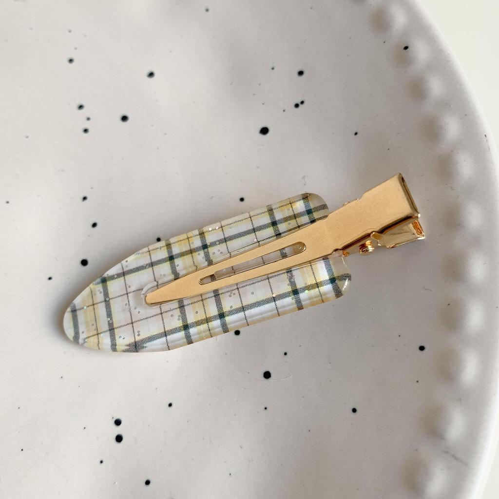 1PC New Korean Red Checkered Bow Pattern Hair Clip Cute Sweet Traceless Hairpin Duckbill Clip  Girl Hair Accessoires