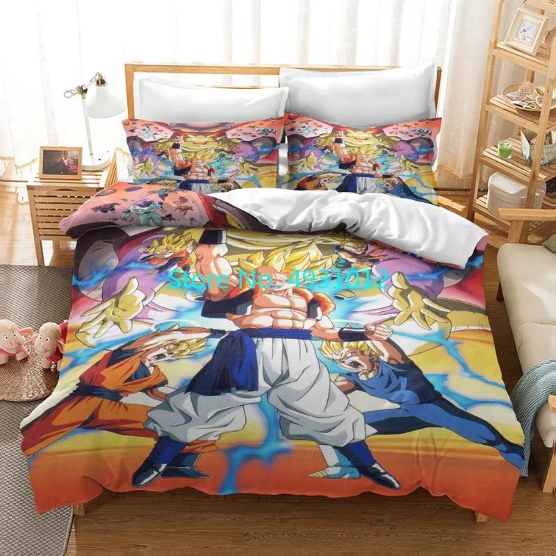 Cool Super Dragon Ball Z Son-Goku Anime Japanese Bedding Set Pillowcase Bedclothes 3D Print Kids Boy Quilt Duvet Cover Gift