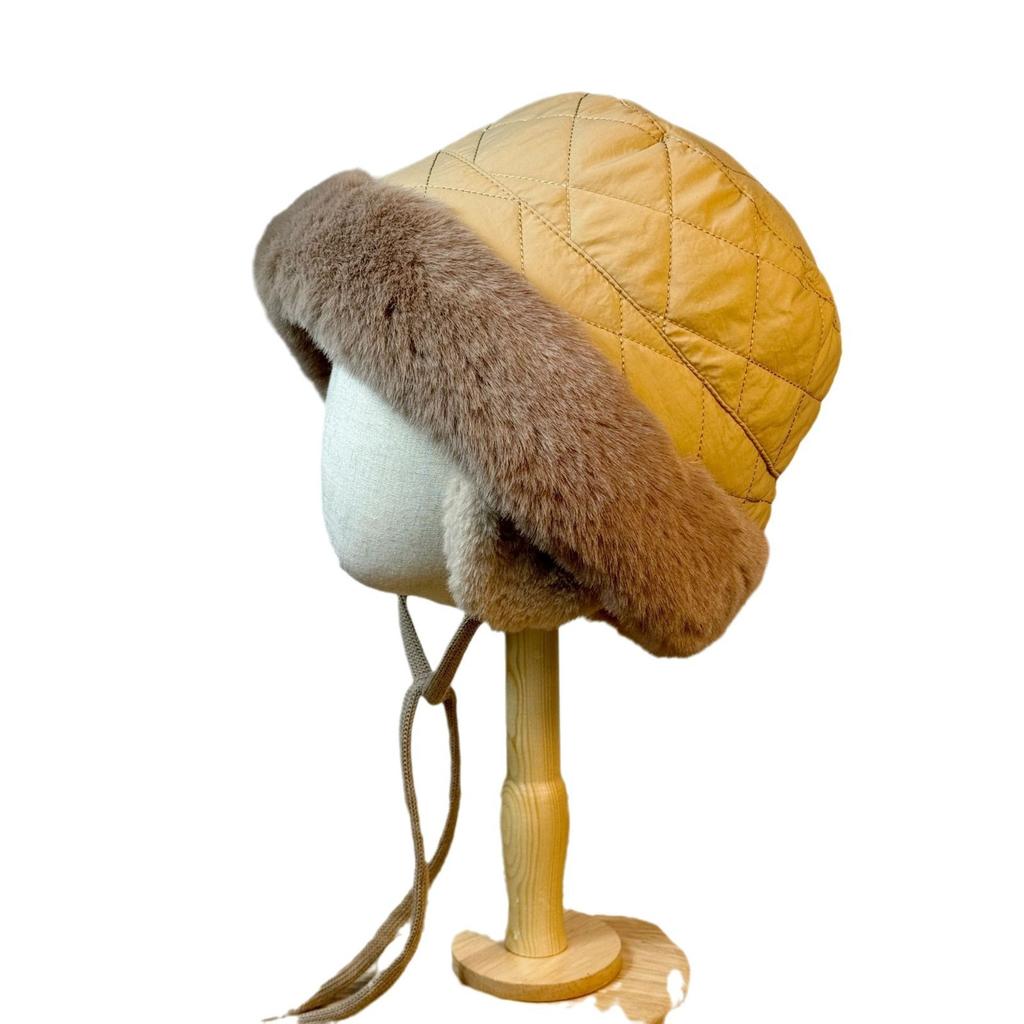 Big Face Ear Protection Fisherman Hat Women's Autumn and Winter Face Small Plus Velvet Thickened Warm Plush Basin Hat Cycling Windproof Hat