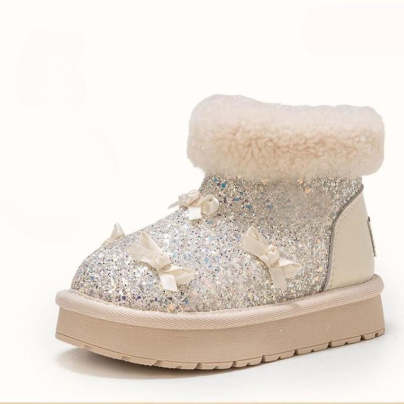 

Winter Girls Warm Snow Boots Children s Crystal Short Boots Fleece-lined Thickened Lightweight Cotton Shoes 37