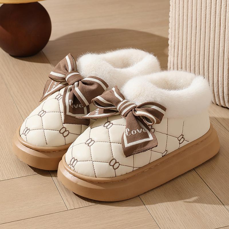 Waterproof bag and butterfly cotton slippers women's winter fashion outer wear thick-soled velvet thickened non-slip warm snow boots