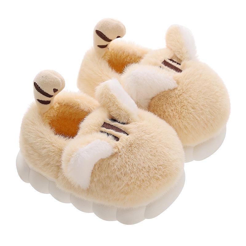 Cartoon Fleece-Lined Non-Slip Kids' Cotton Fur Slippers with Thick Soles