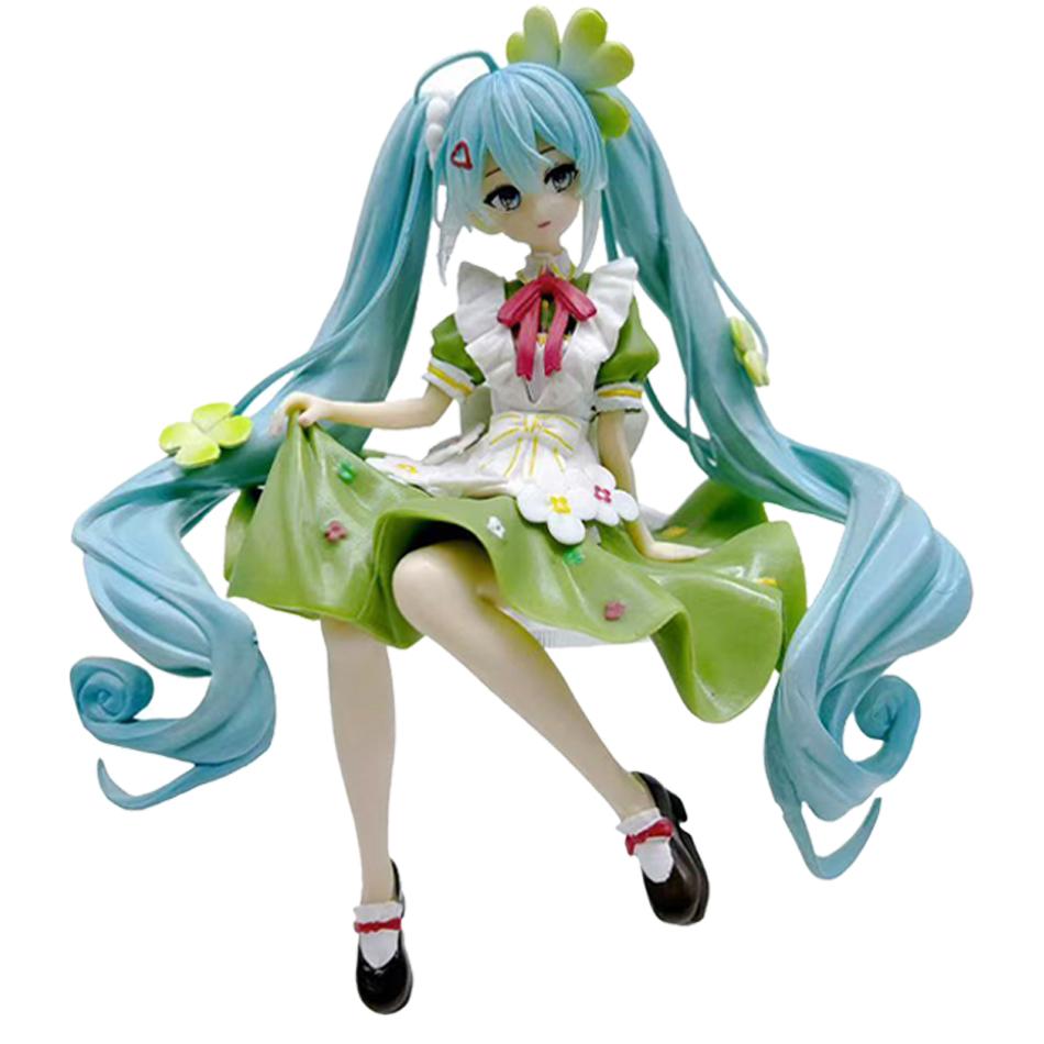 

In Stock Anime Clover 15cm Sitting Posture Golf green Dress PVC Action Figure Model Doll Decoration Valentine s Day Gift