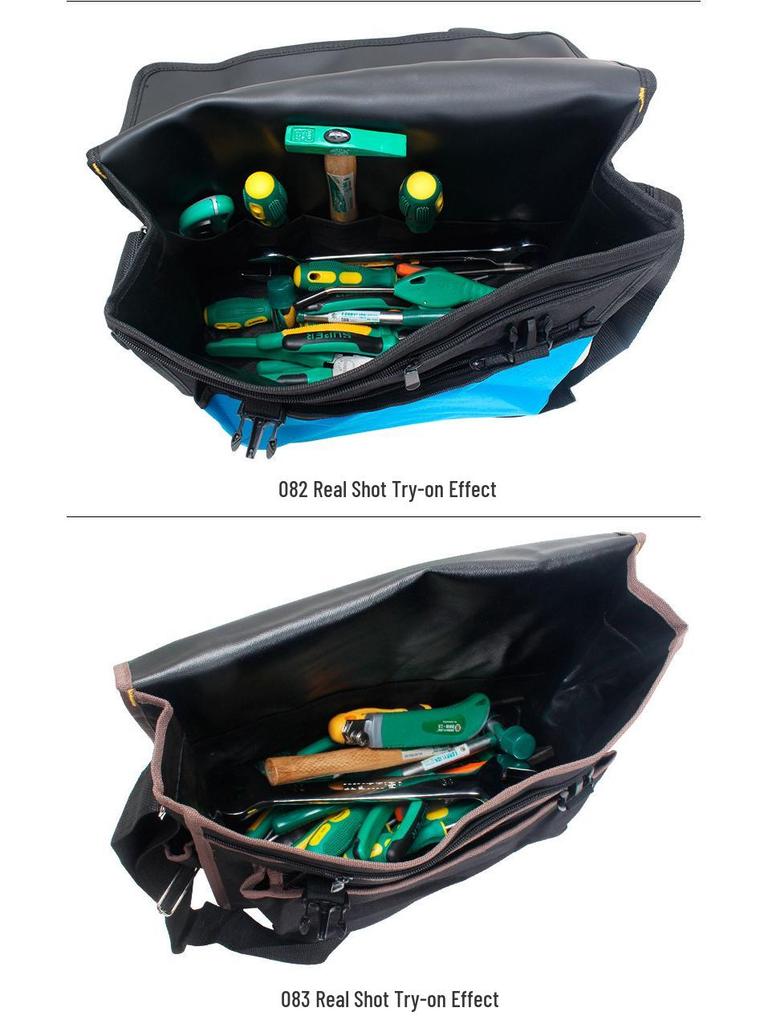 Oxford Canvas Electrician Tool Bag for Air Conditioner Repair - Large, Thickened, Single-Shoulder, Multifunctional Storage.