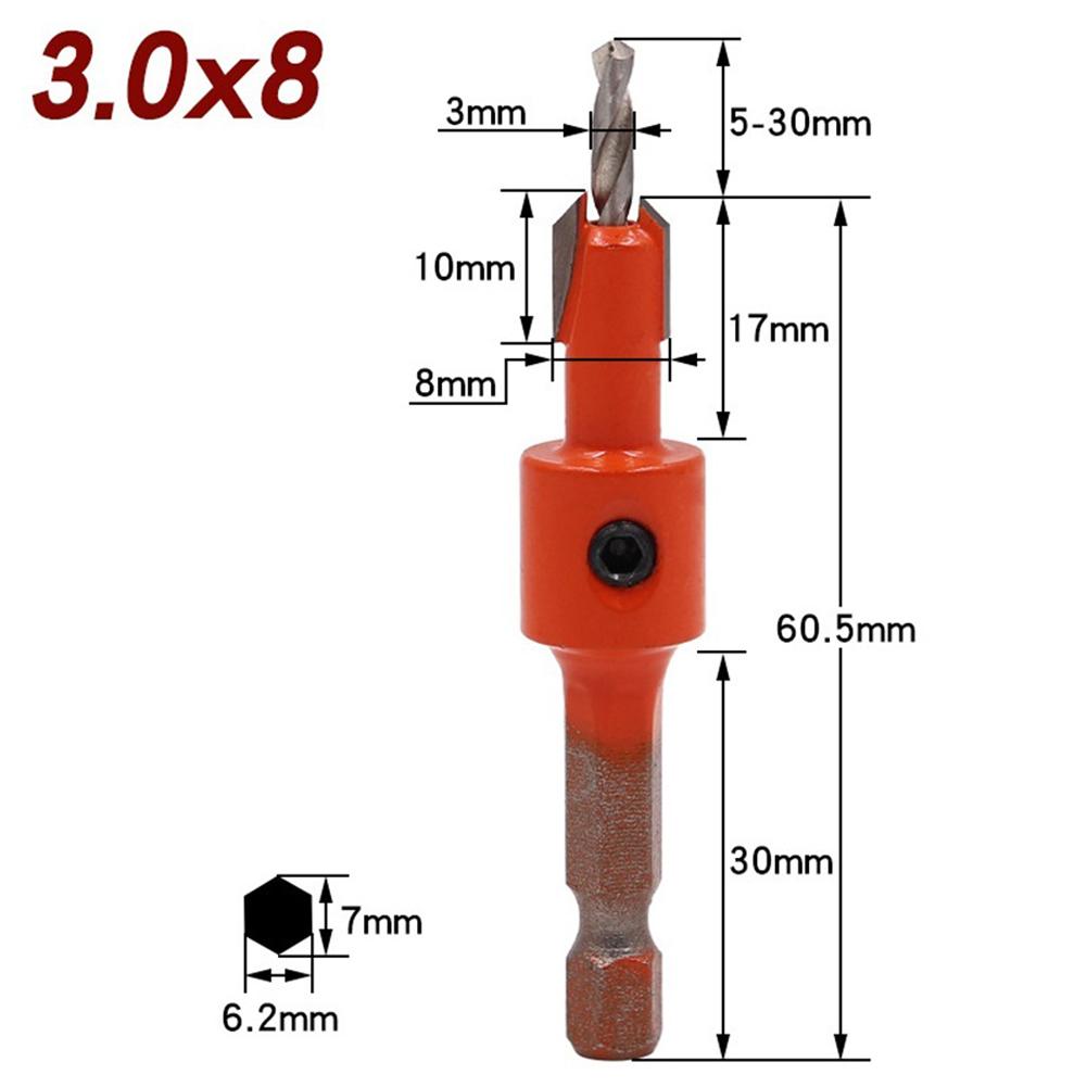8 Sizes Countersink Drill Bit Set Carpentry Tools Countersunk Counter Sink Bit For Woodworking Hex Shank Wood Counterbore Drill
