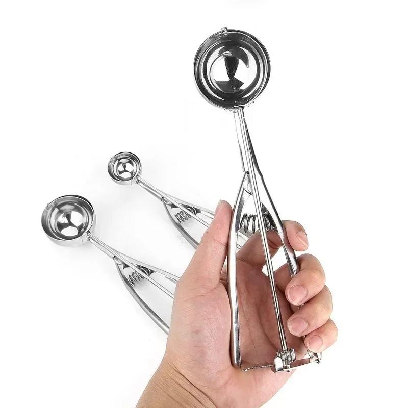Stainless Steel Ice Cream Scoop with Trigger, 4,5,6cm, Cookie Scoop Spoon, Cooking Tools, Ice Cream Decorating Tool