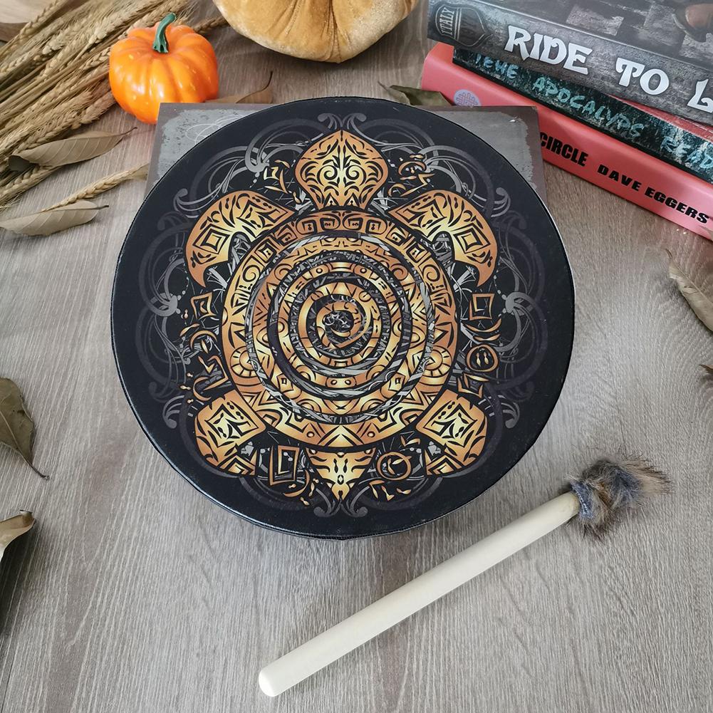 Vegan Shaman Drum Handmade Crafts Fashion Alchemical Moon Drum Decoration Sound Healing Tool Desktop Ornament for Meditation