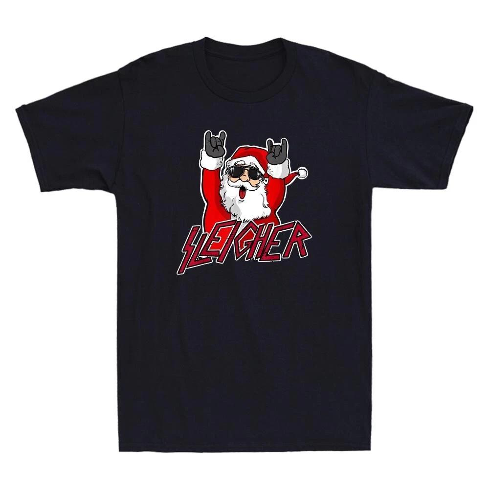 Sleigher Santa Claus Metal Christmas Funny Hail Santa Rock Vintage Men s T-Shirt M