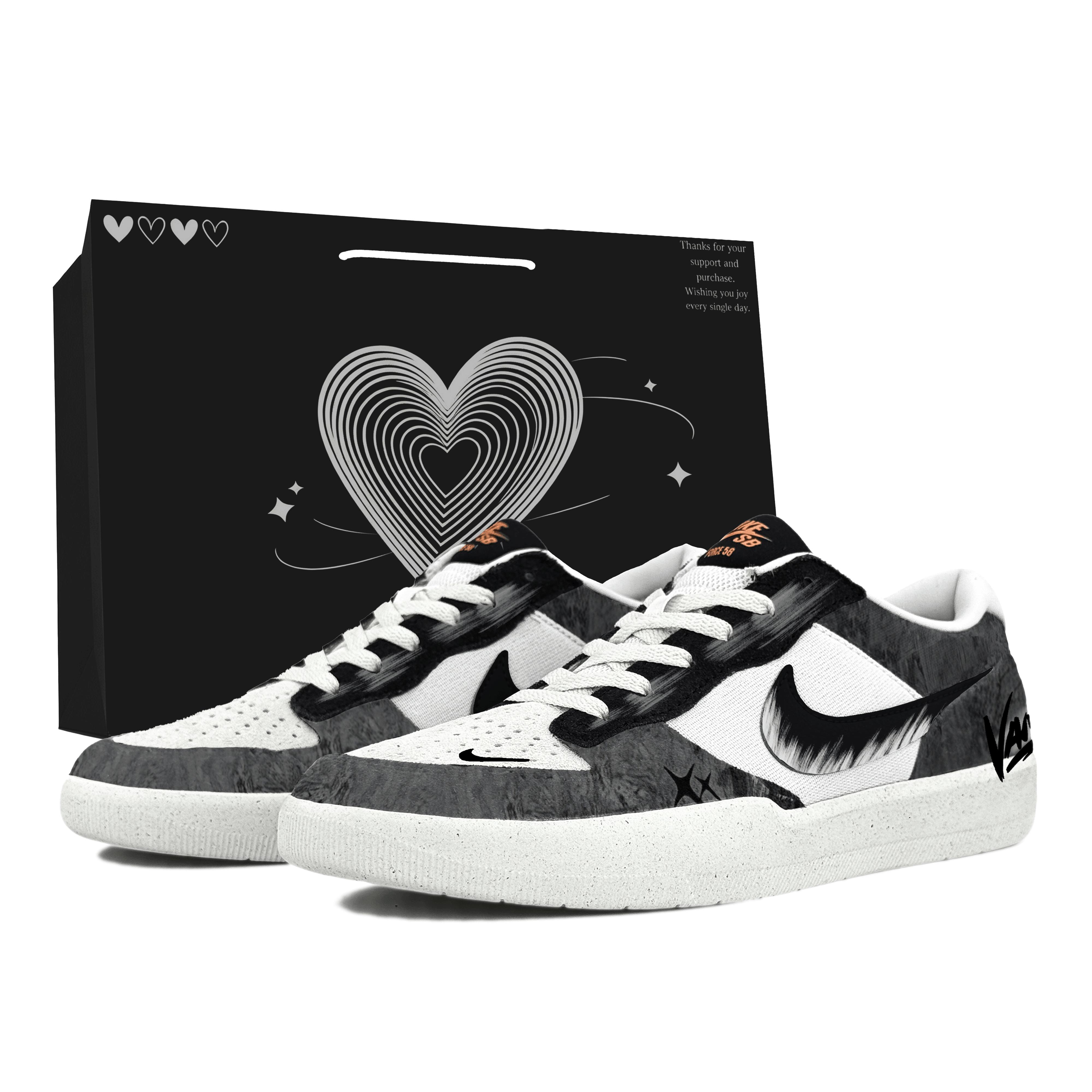 

Nike SB Force 58 Cushioning Abrasion Resistant Low top Skateboard Shoes Men s Black White DV5477-012(Team1324-LD) 39