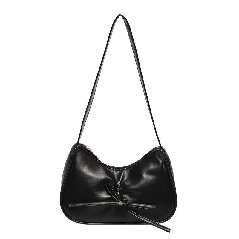 Ballet style pleated armpit bag women's new fashion commuter shoulder bag solid color messenger bag tote bag