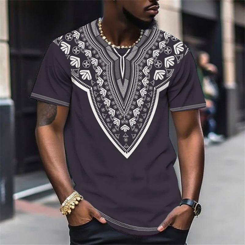 Dashiki tribale africano T-shirt 3D da uomo Moda Fresco Quotidiano Stile etnico T-shirt Outdoor Street Personalità Top Abbigliamento estivo