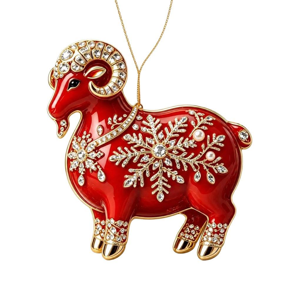 Acrylic Car Goat Pendant New Year Car Rearview Mirror Keychain  Christmas Decor