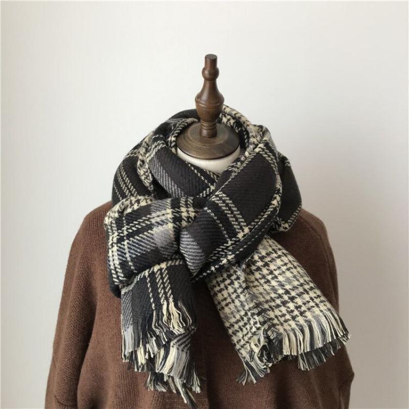 Christmas Double-sided Retro Red Sub-scarf Female Autumn and Winter Student Girlfriend Versatile Thickened Scarf