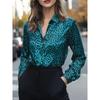 Shirt Women Satin Simulation Silk Long Sleeve Blouse New