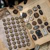 1pc/6pc Bronze Museum Series Stickers Retro Handmade Bookkeeping Materials Decorative Stickers Industrial Style Steampunk Style