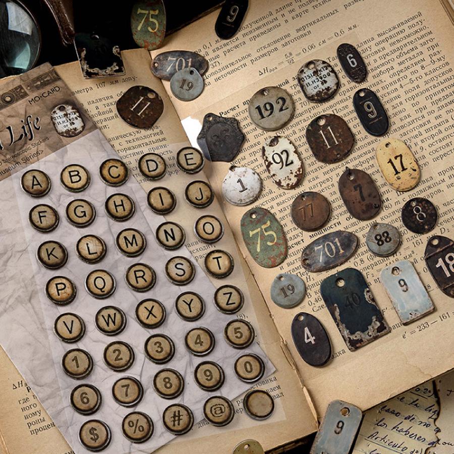 1pc/6pc Bronze Museum Series Stickers Retro Handmade Bookkeeping Materials Decorative Stickers Industrial Style Steampunk Style
