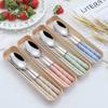 Portable Stainless Steel Cutlery Set: Chopsticks, Spoon, Fork - Food-Grade, Perfect for Office Workers, Boxed Two-Piece Set