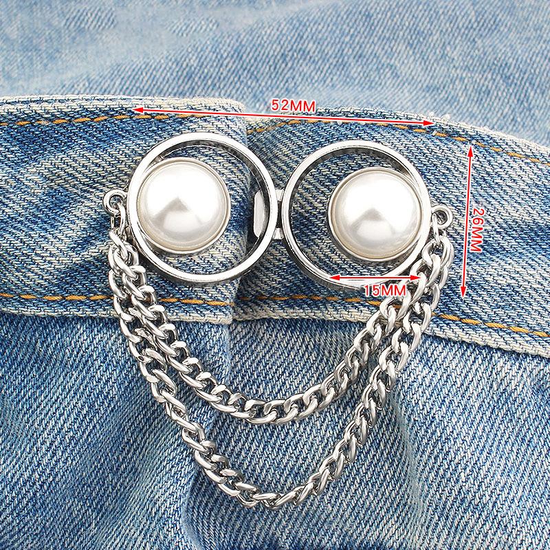 

1 комплект многоразовых металлических пуговиц с кисточками и жемчугом, застежка-кнопка для брюк, регулируемая пряжка для джинсов без шитья, аксессуары as the picture