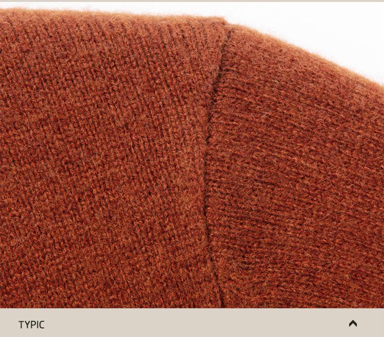 Men's Cashmere-Blend Thick Knit Sweater - Round Neck, Relaxed Fit, Faux Two-Piece, Casual Style