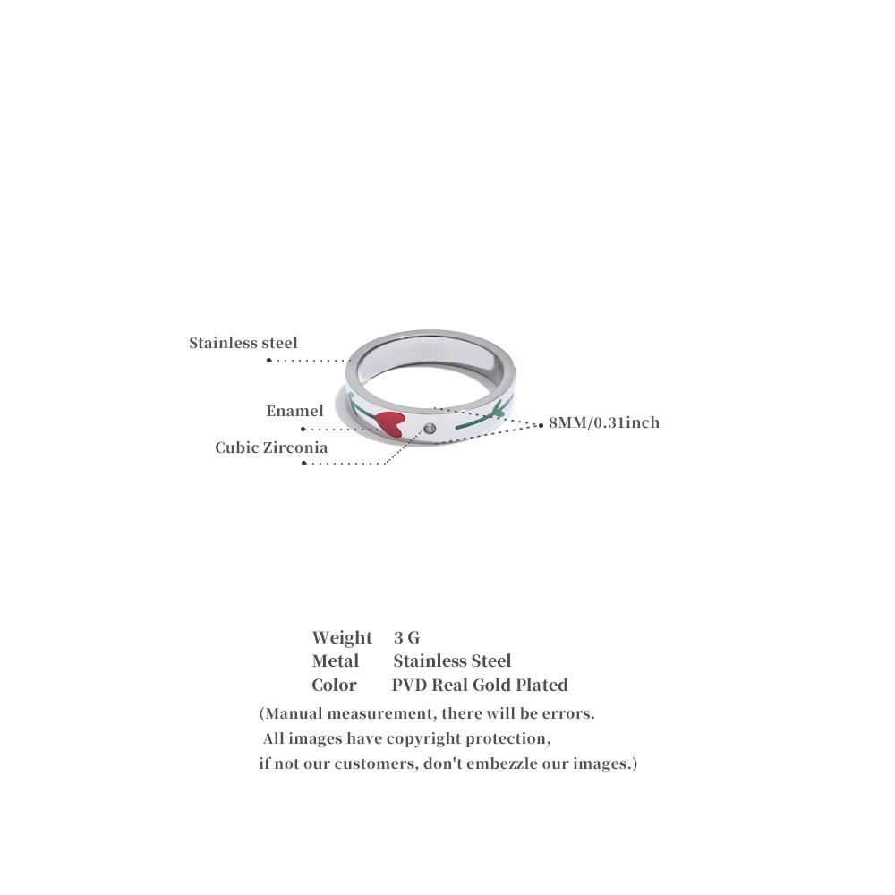 Eetit 6789# Anel de moda com retenção de cor de flor de esmalte de aço inoxidável, novo estilo, charme à prova d'água, joias requintadas