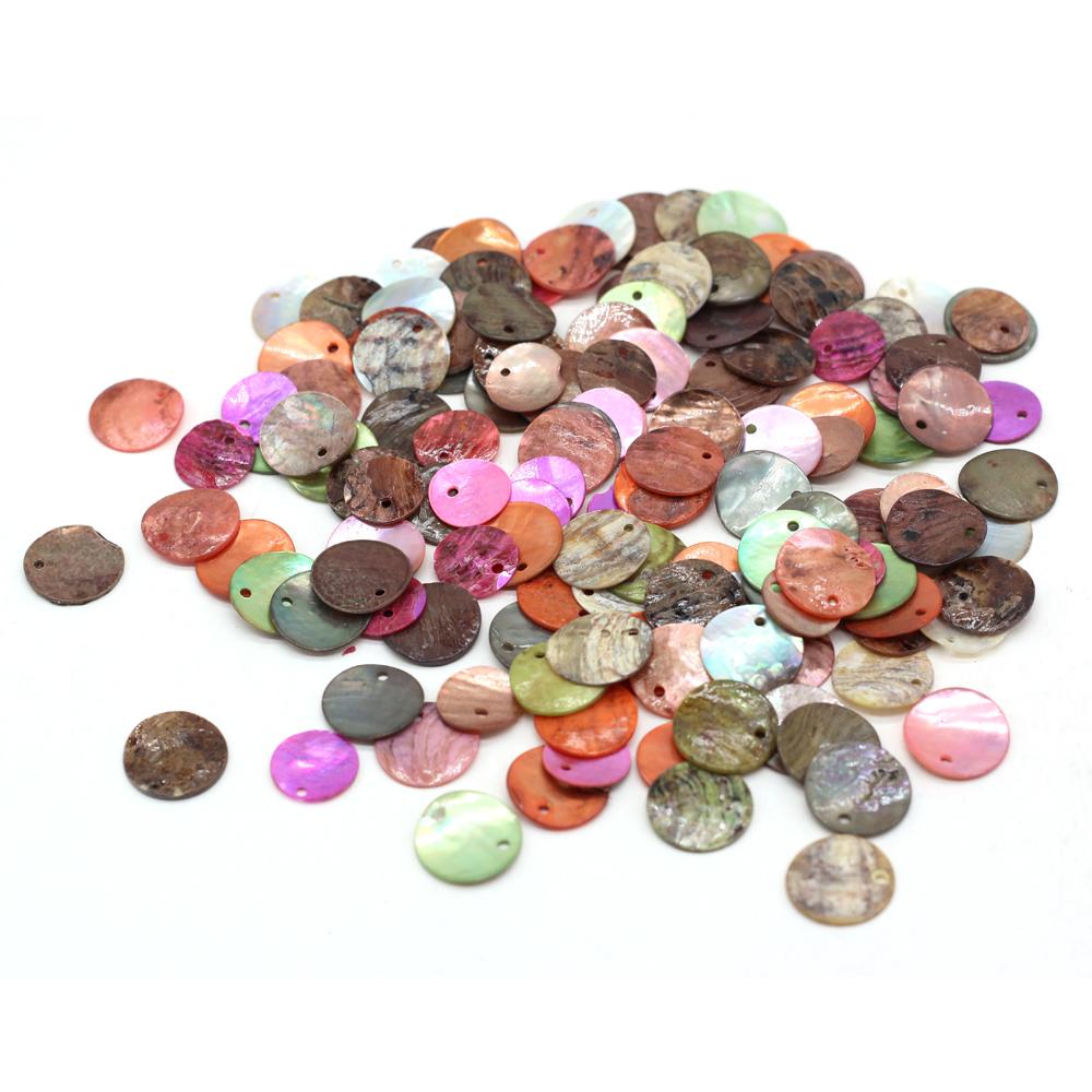 100Pcs/Pack Rounds Natural Shell Pendant with Hole,Handmade Thin Slices Shells Charms for Jewelry Making DIY Necklaces Any Other Accessories 15x15 mm