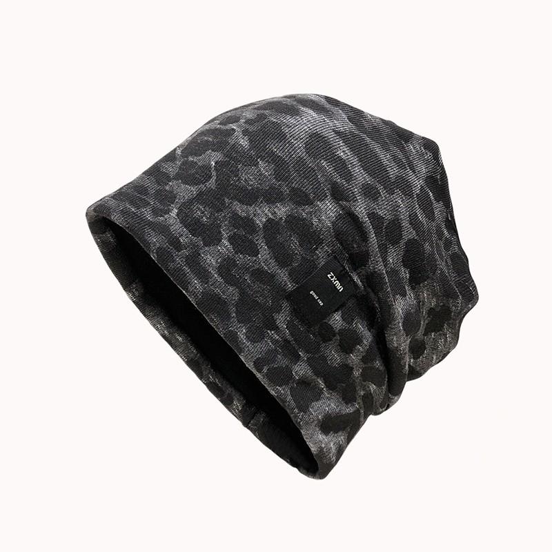 Beanie Slouchy Hat Women Spring Autumn Leopard Print American Style Hats Woman Knitted Beanies Baggy Cap