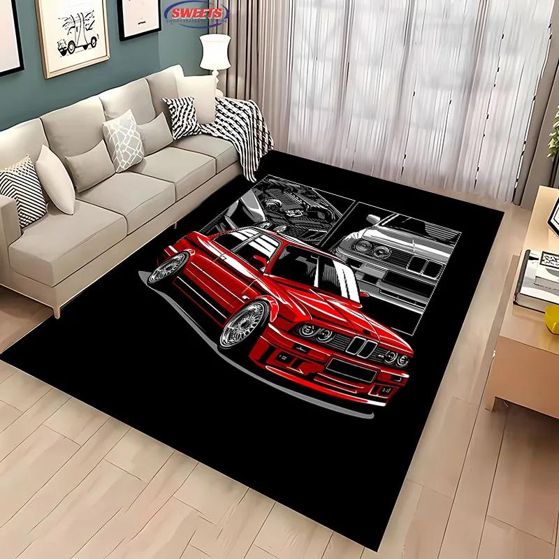 

3D Printing Racing Car Pattern Carpet for Bedroom E30 Decor Non-slip Home Living Room Sofa Rug Coffee Table Bathroom Floor Mat 120x160cm
