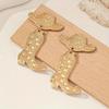 Cross-Border Alloy Rice Bead Stud Earrings: Christmas Boots & Western Cowboy Hat Dangles