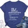 Summer new round neck casual Tshirt abibliophobia book print loose short sleeve top Womens allmatch fashion pullover