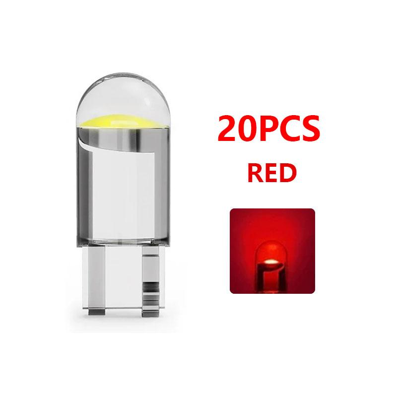 20Pcs T10 W5W LED Bulbs COB Car Lights Wedge Side Bulb Parking Lights White Auto License Plate Lamps Dome Read Lights