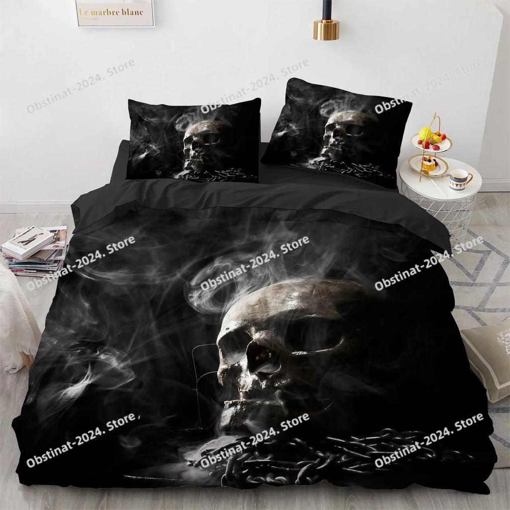New Distressed Bedding Set Single Twin Full Queen King Size Bed Set Aldult Kid Bedroom Duvet cover Sets Skeleton Bed Sheet Set