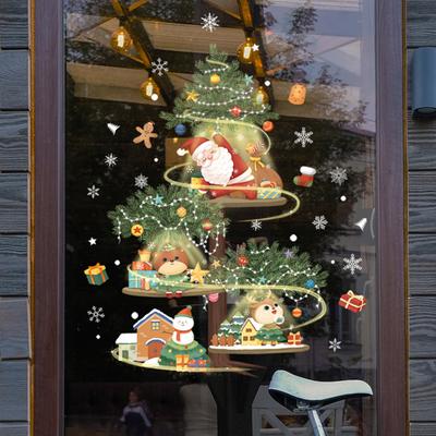 Stickers Santa Claus Snowman Snowflake Christmas Tree Window Glass Decal New Year 2024 Decoration